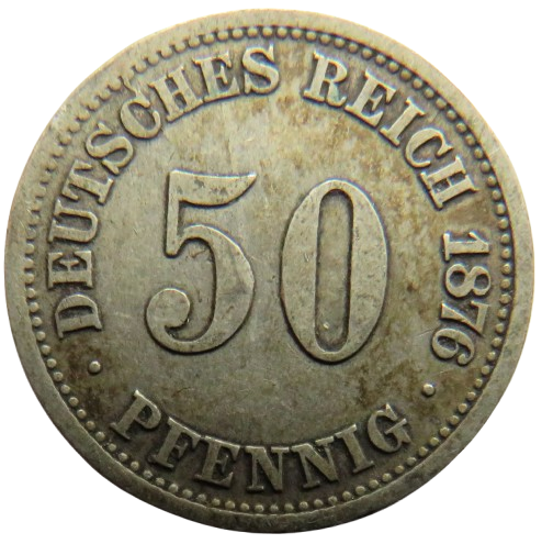 1876-A Germany Silver 50 Pfennig Coin