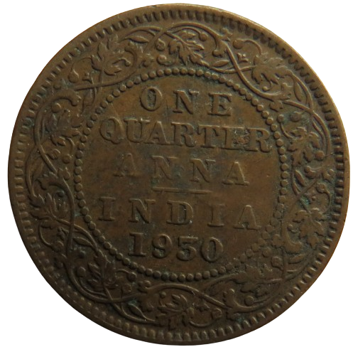 1930 King George V India 1/4 Anna Coin