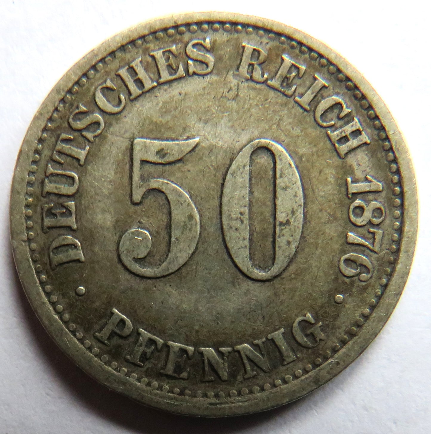 1876-J Germany Silver 50 Pfennig Coin