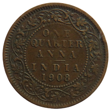 Load image into Gallery viewer, 1908 King Edward VII India One Quarter Anna Coin
