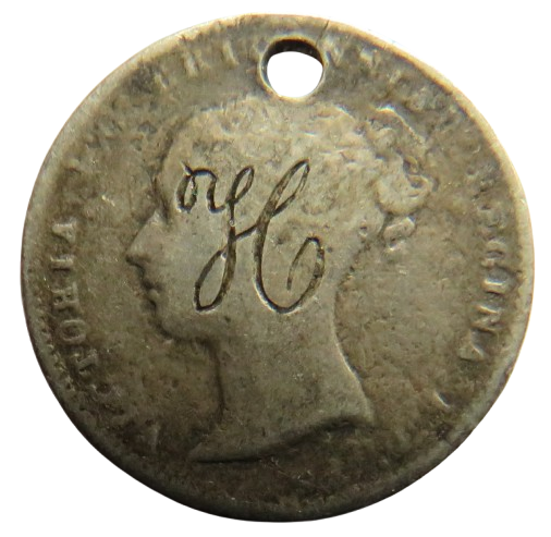1846 Queen Victoria Fourpence / Groat Coin - Love token