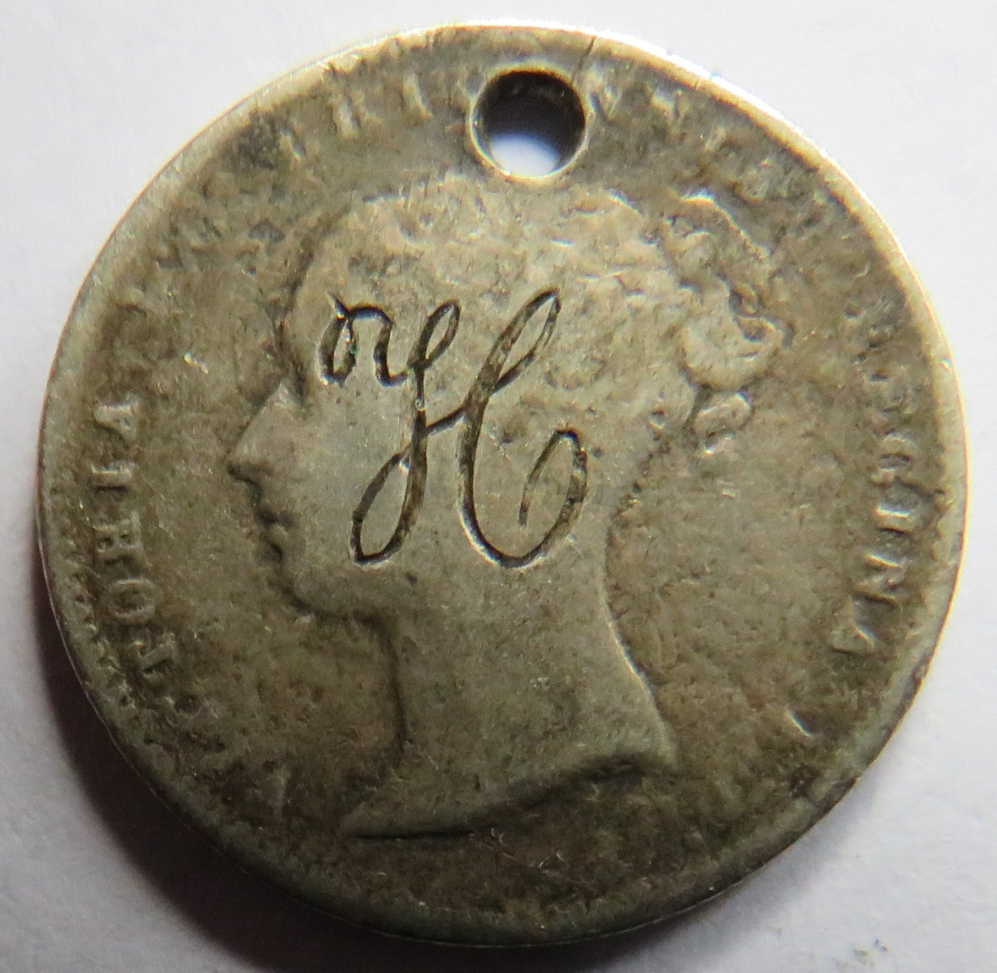 1846 Queen Victoria Fourpence / Groat Coin - Love token