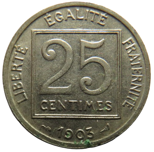 1903 France 25 Centimes Coin