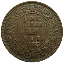 Load image into Gallery viewer, 1935 King George V India 1/4 Anna Coin
