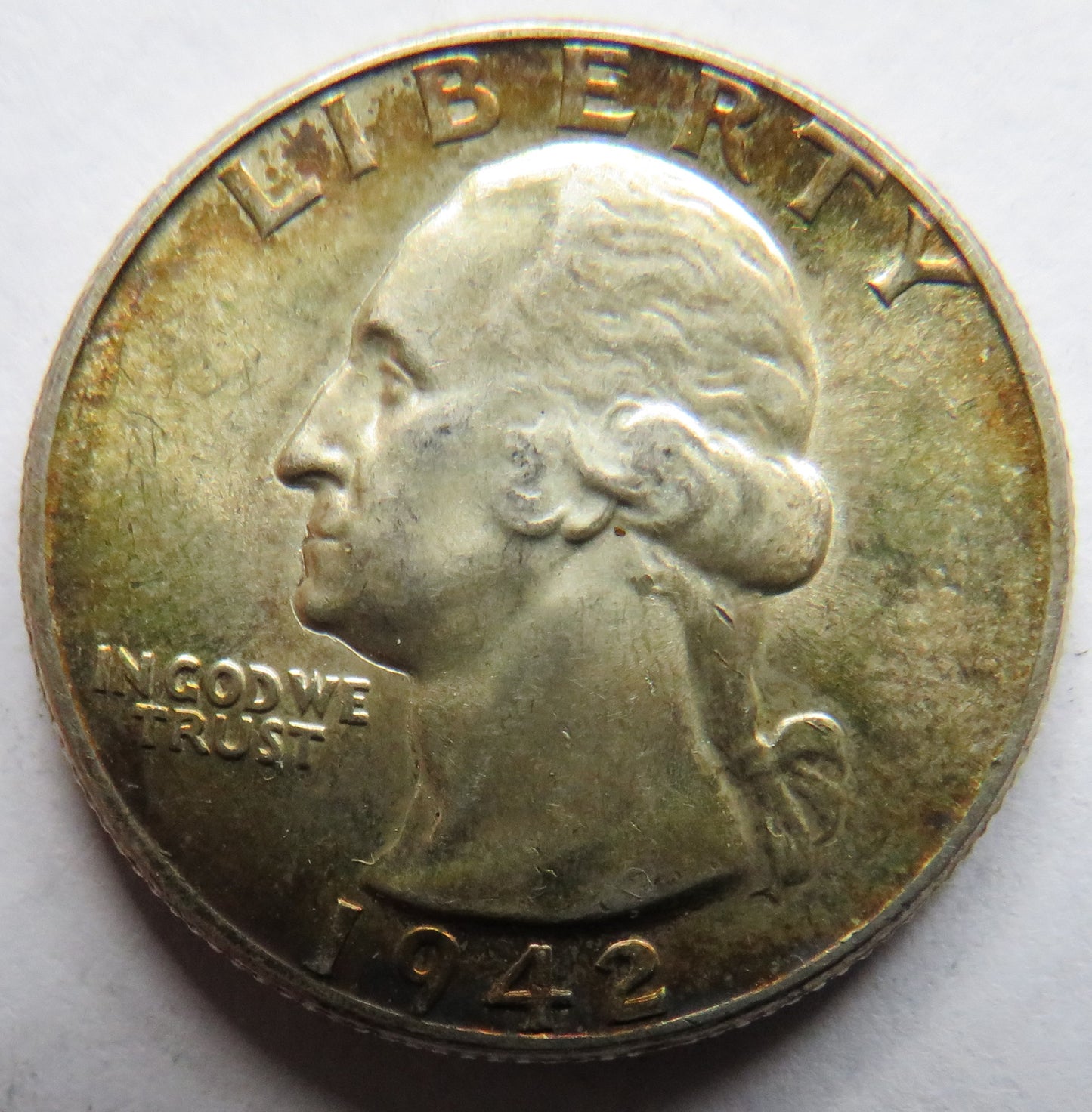 1942 USA Washington Silver $1/4 Quarter Coin In High Grade