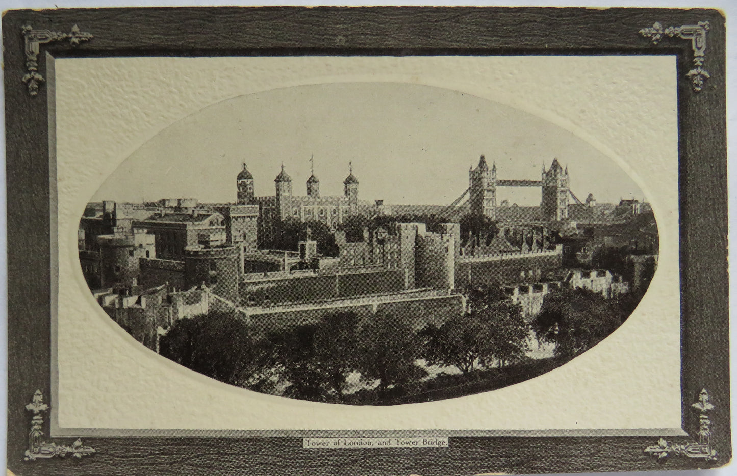Vintage Postcard of Tower of London and Tower Bridge