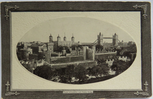 Vintage Postcard of Tower of London and Tower Bridge