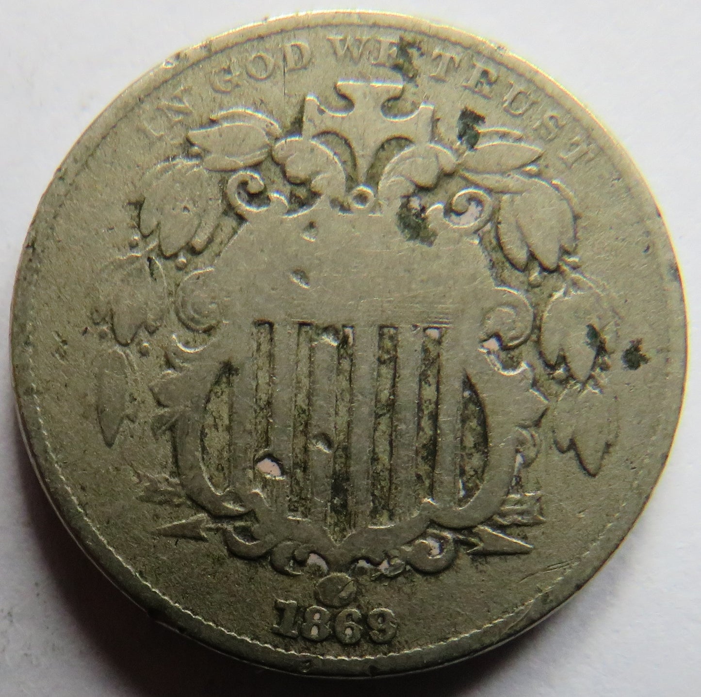 1869 USA Shield 5 Cents / Nickel Coin