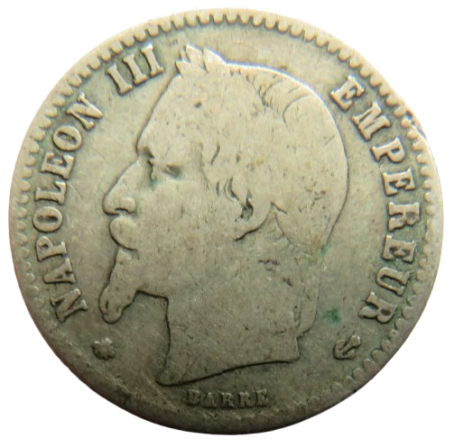 1867-A France Silver 50 Centimes Coin