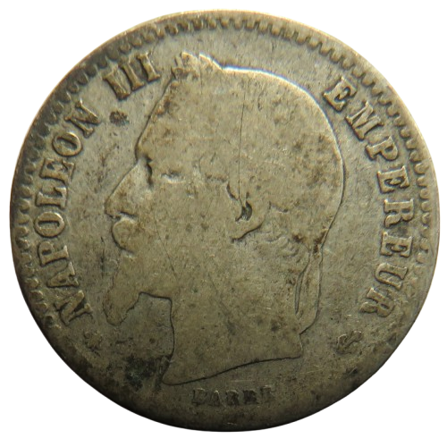 1864-A France Silver 50 Centimes Coin