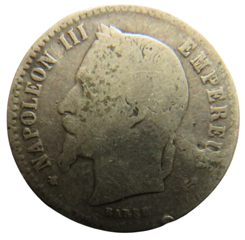 1864-A France Silver 50 Centimes Coin
