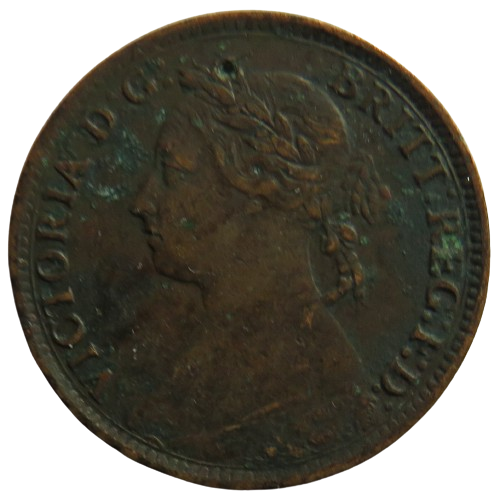 1885 Queen Victoria Bun Head Farthing Coin - Great Britain