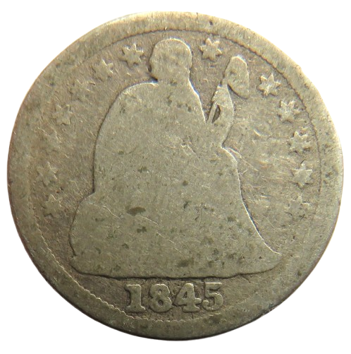 1845 USA Seated Liberty Silver One Dime Coin