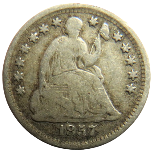 1857 USA Seated Liberty Silver Half Dime Coin