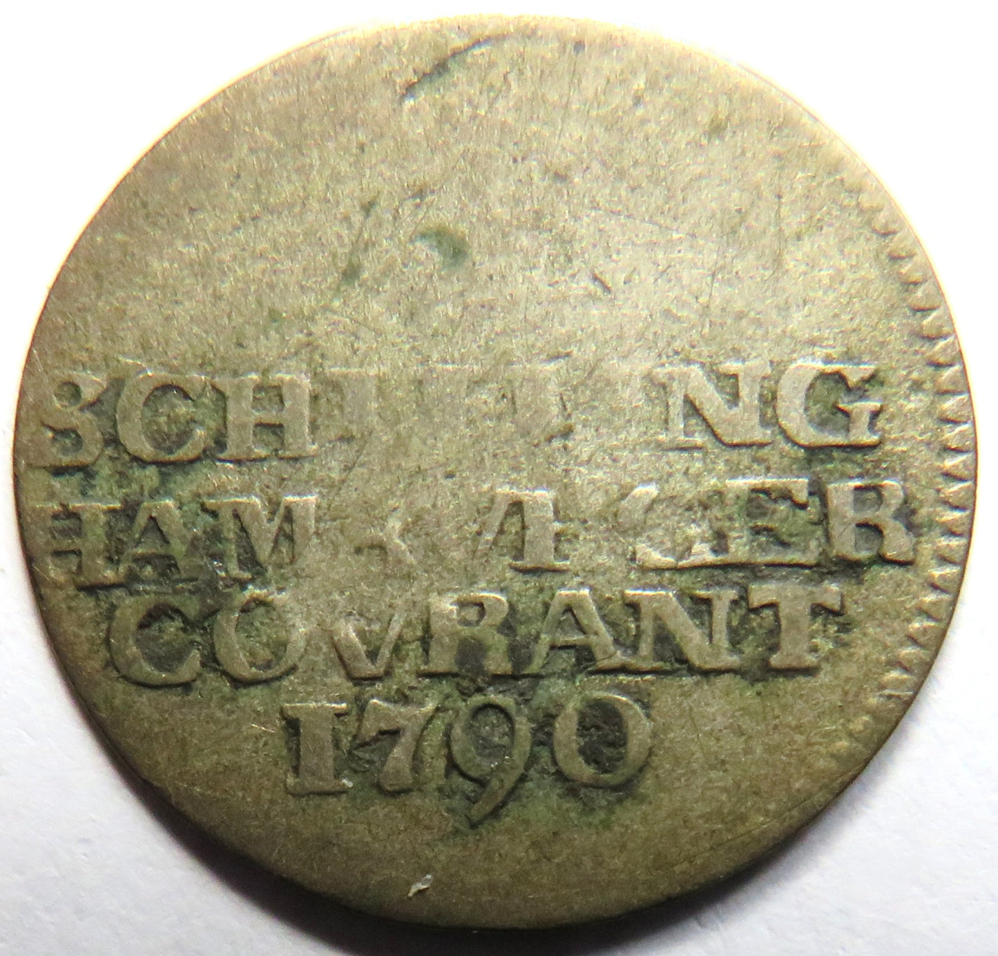 1790 German States Hamburg Silver Schilling Coin