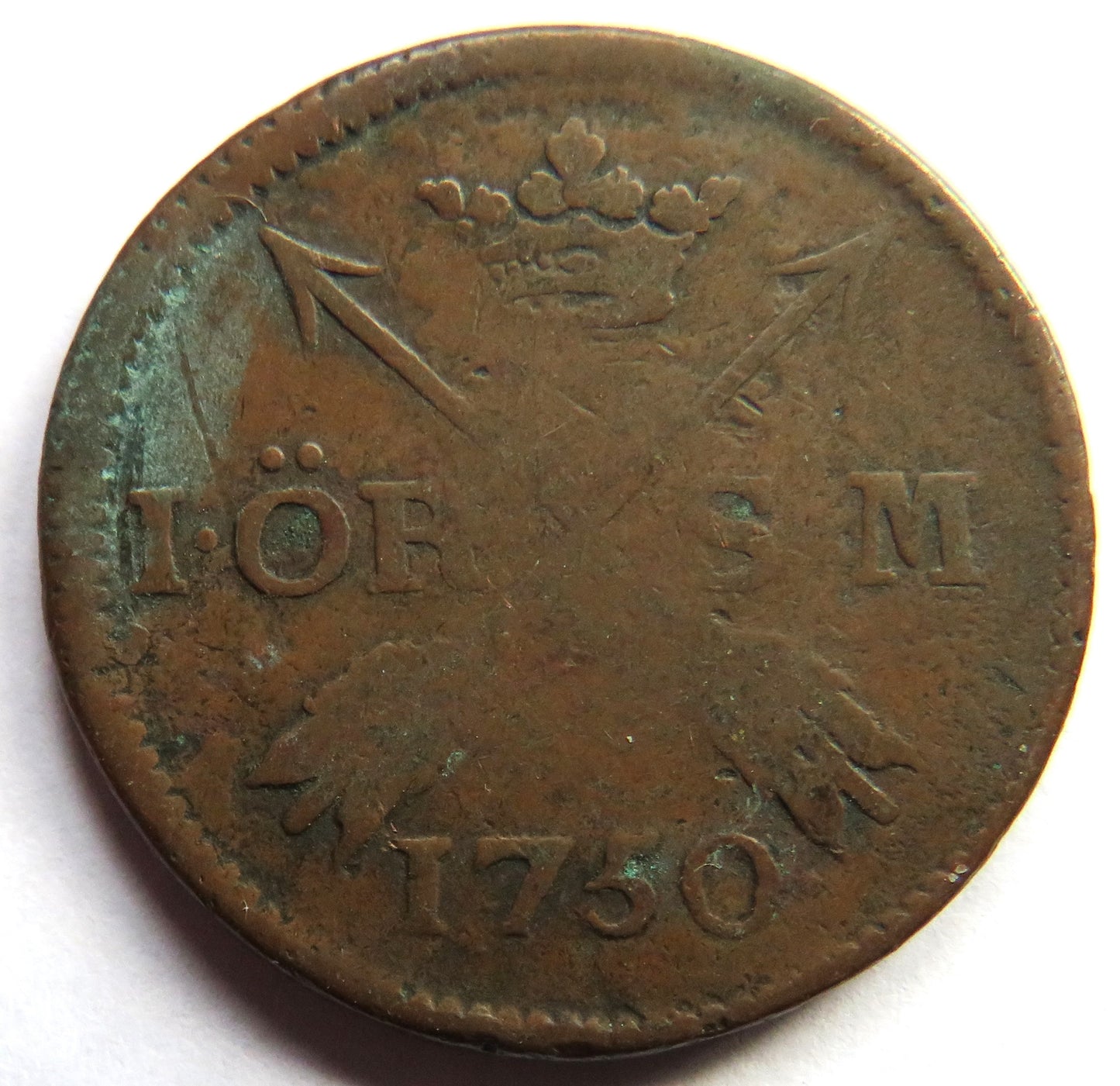1750 Sweden One Ore Coin