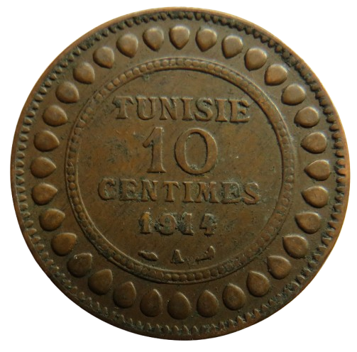 1914-A Tunisia 10 Centimes Coin