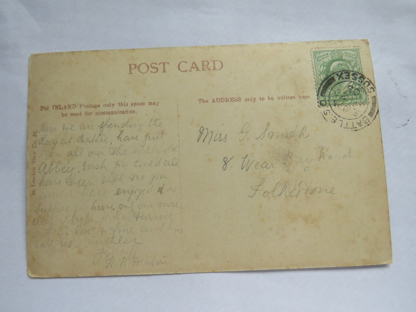 Vintage Postcard of Battle Abbey 1905