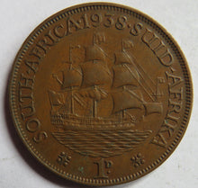 Load image into Gallery viewer, 1938 King George VI South Africa One Penny Coin
