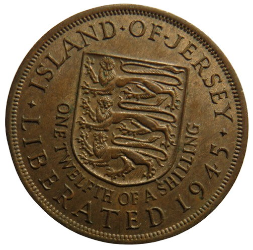 Island of Jersey Liberated 1945 1/12th of a Shilling Coin