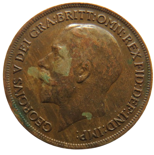 1919 King George V One Penny Coin - Great Britain