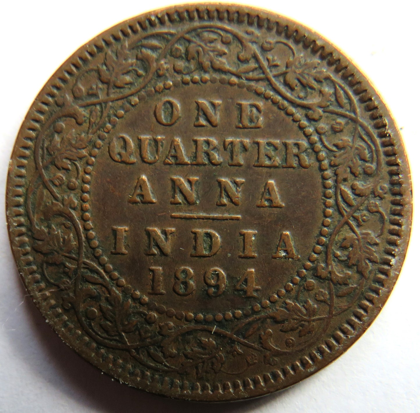 1894 Queen Victoria India 1/4 Quarter Anna Coin