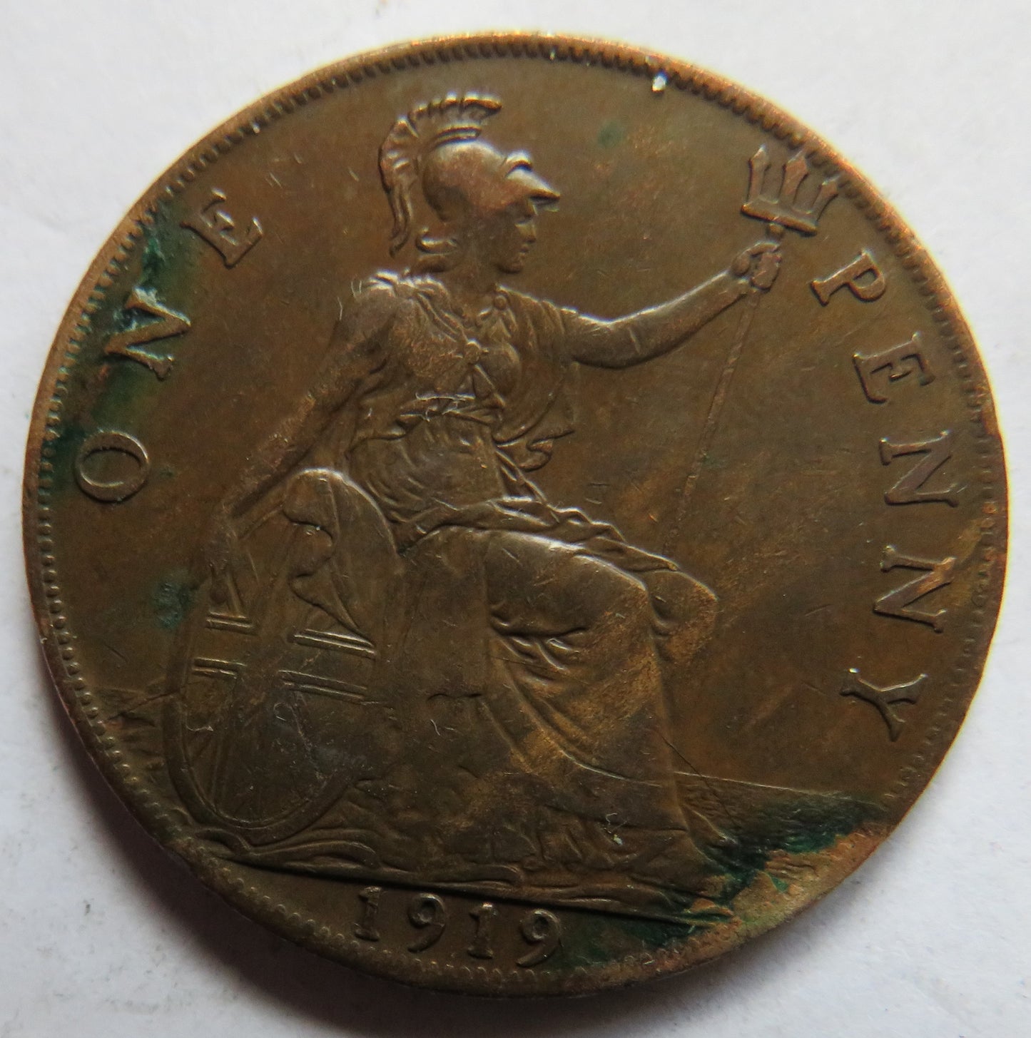 1919 King George V One Penny Coin - Great Britain