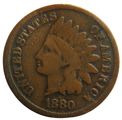 1880 USA Indian Head One Cent Coin