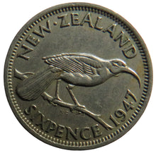 Load image into Gallery viewer, 1947 King George VI New Zealand Sixpence Coin
