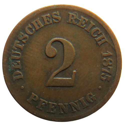 1875-G Germany 2 Pfennig Coin