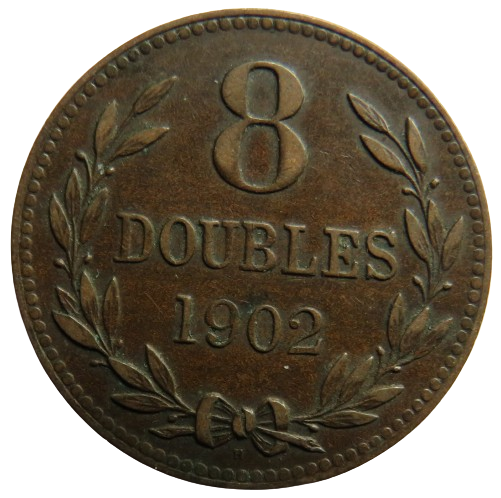 1902-H Guernsey 8 Doubles Coin