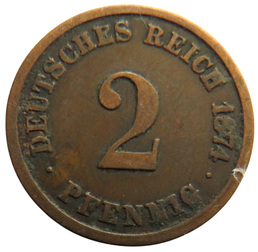 1874-A Germany 2 Pfennig Coin