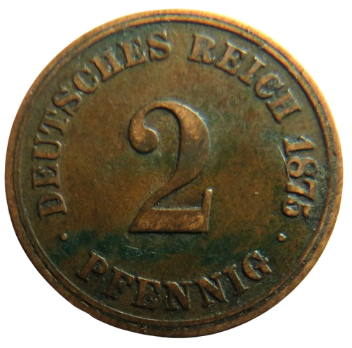 1875-J Germany 2 Pfennig Coin