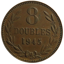 Load image into Gallery viewer, 1945-H Guernsey 8 Doubles Coin
