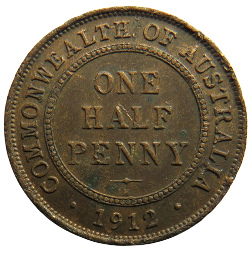 1912-H King George V Australia Halfpenny Coin