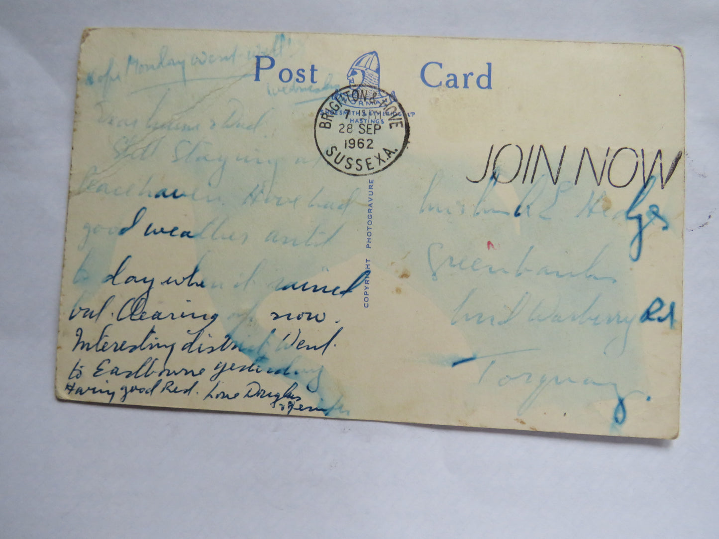 Vintage Postcard of Greetings From Eastbourne, Multiview Postcard, 1962