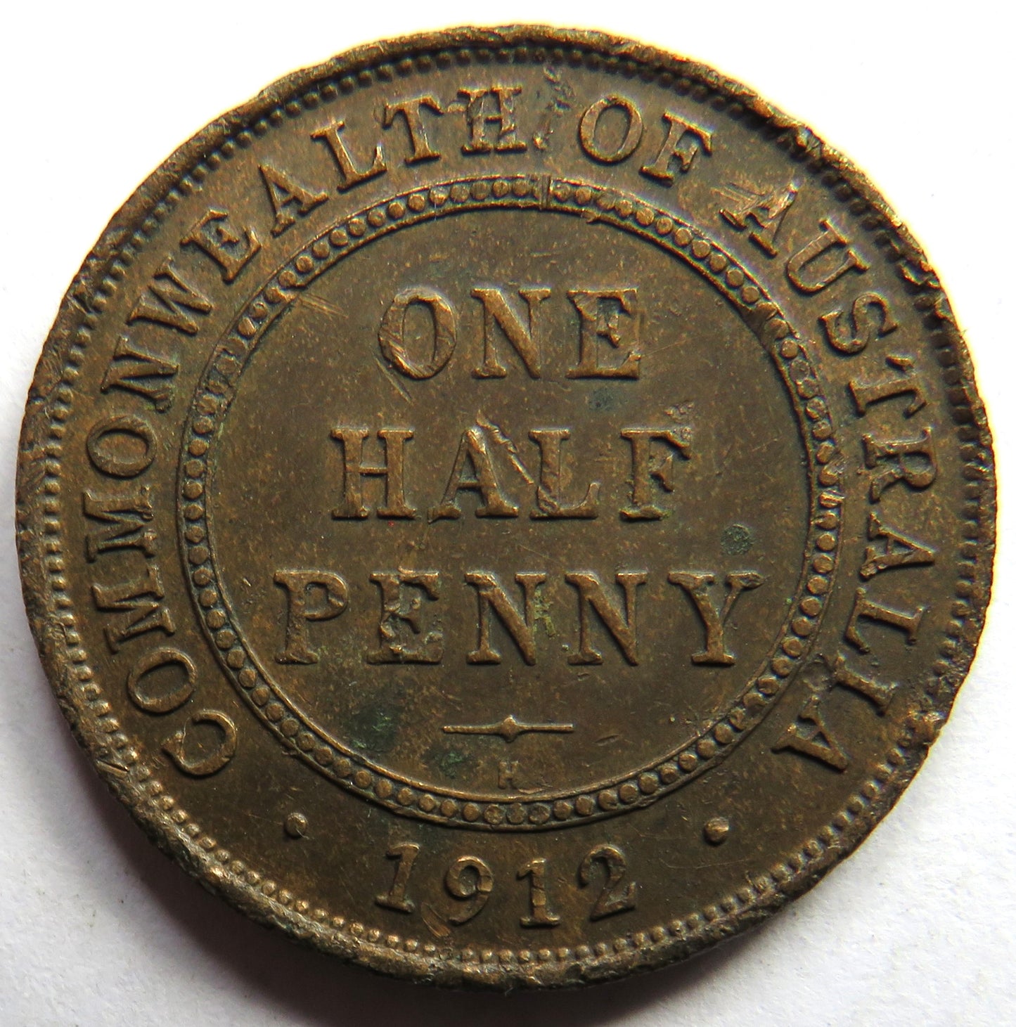 1912-H King George V Australia Halfpenny Coin
