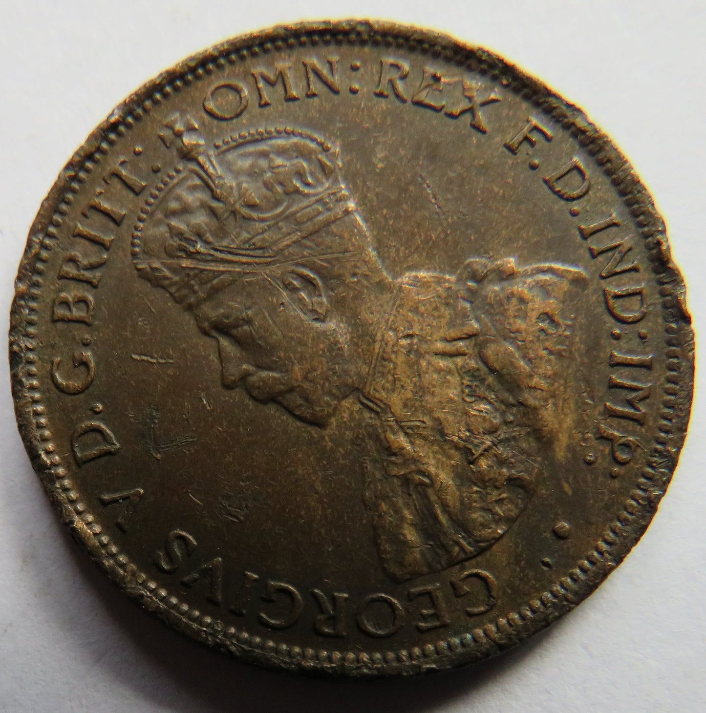 1912-H King George V Australia Halfpenny Coin