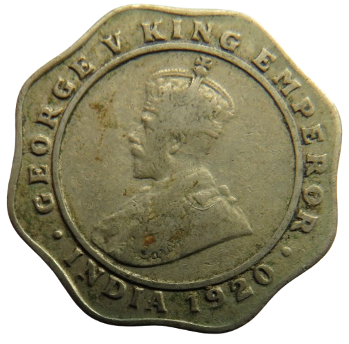 1920 King George V India 4 Annas Coin