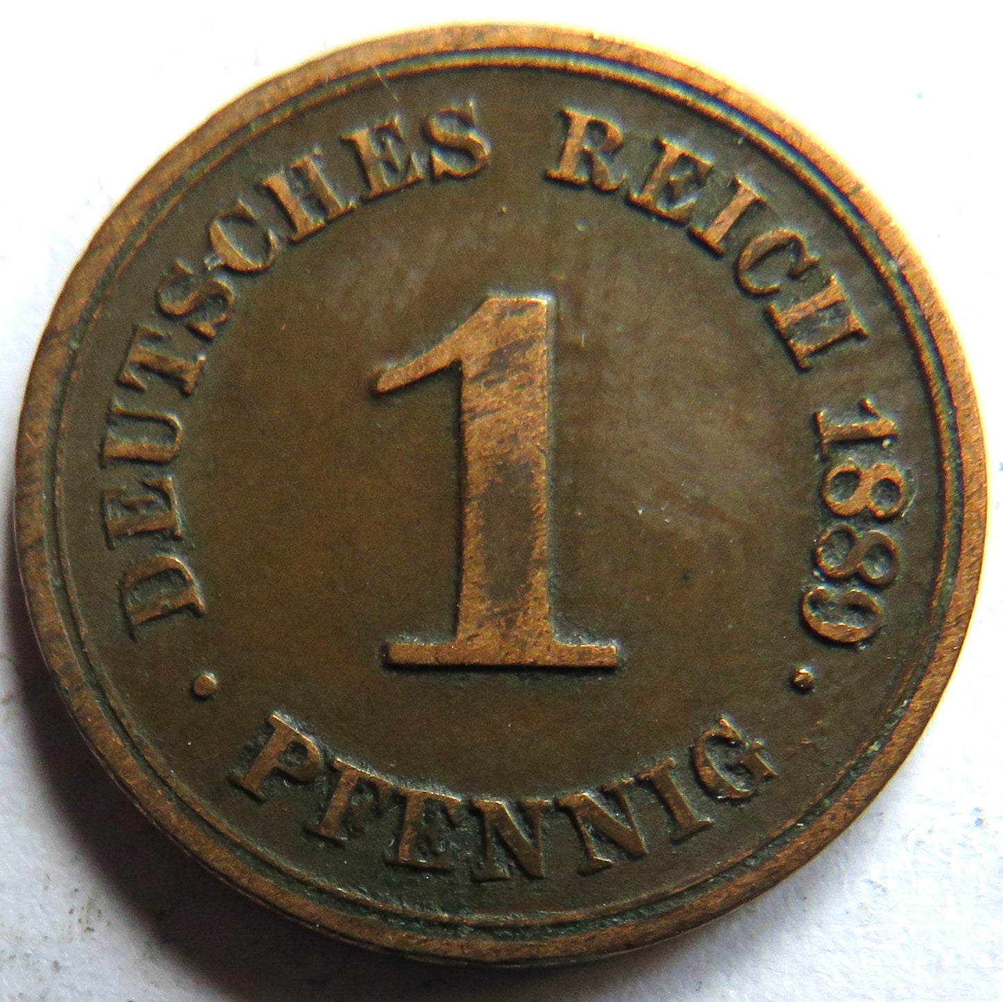 1889-G Germany One Pfennig Coin