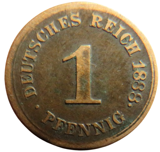 1888-G Germany One Pfennig Coin Scarce