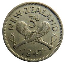 Load image into Gallery viewer, 1947 King George VI New Zealand Threepence Coin
