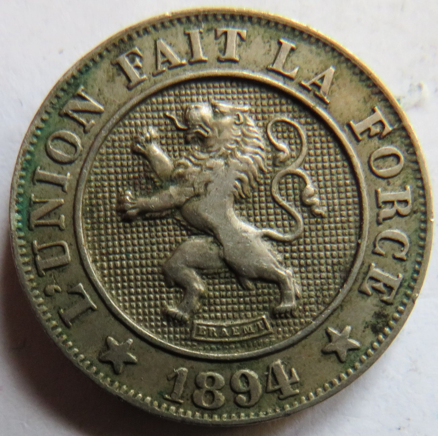 1894 Belgium 10 Centimes Coin