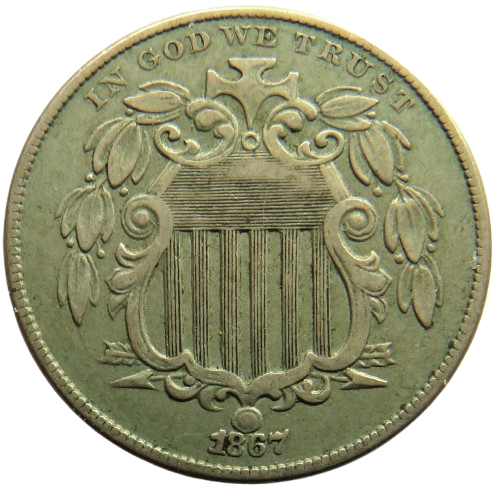 1867 USA Shield Nickel Coin