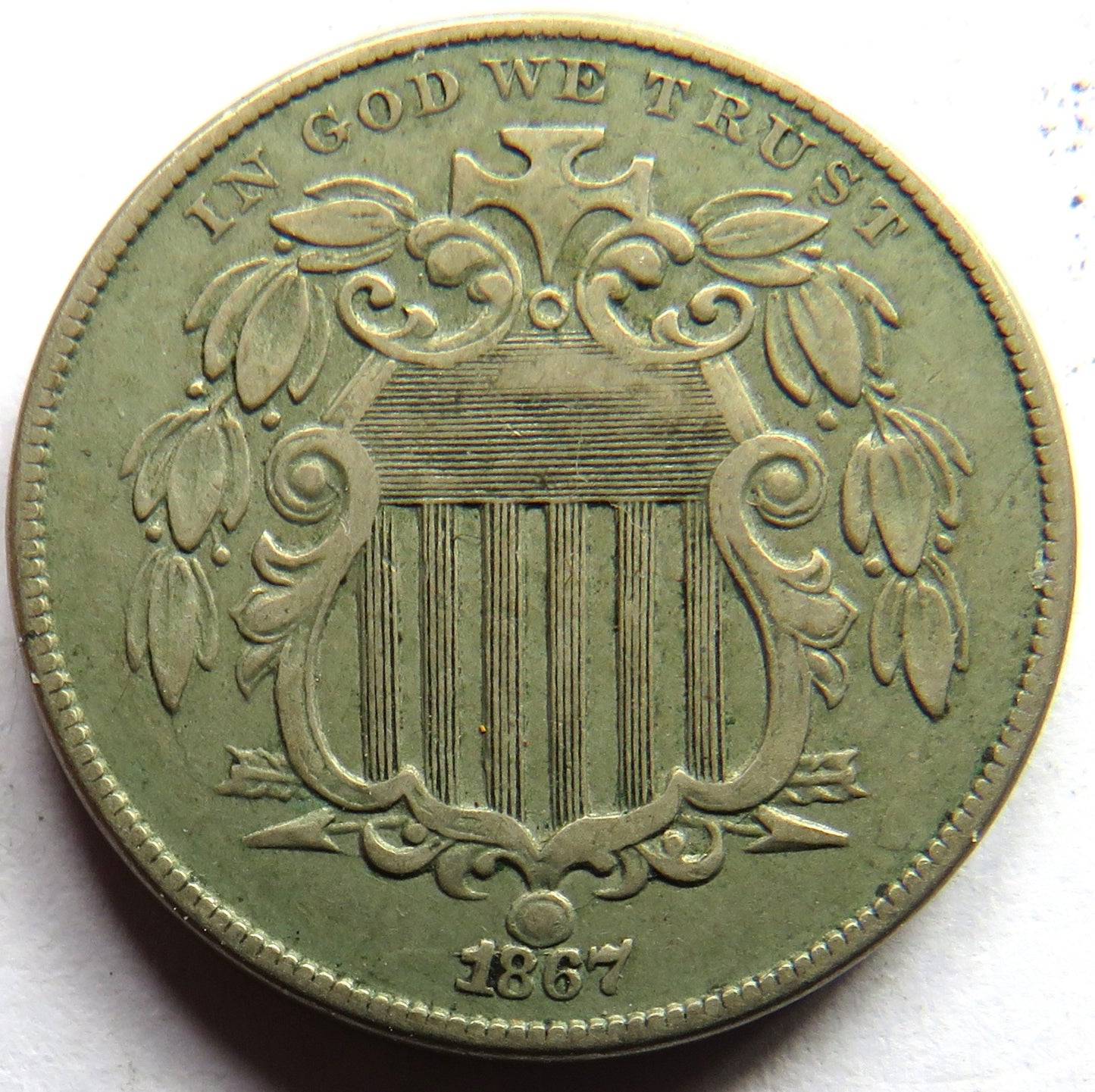 1867 USA Shield Nickel Coin