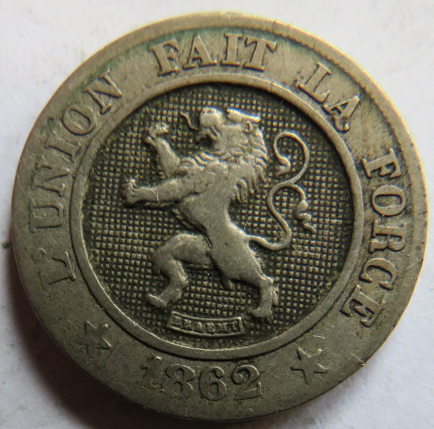 1862 Belgium 10 Centimes Coin
