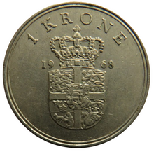 Load image into Gallery viewer, 1968 Denmark One Krone Coin
