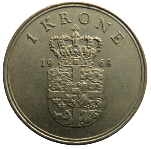 1968 Denmark One Krone Coin