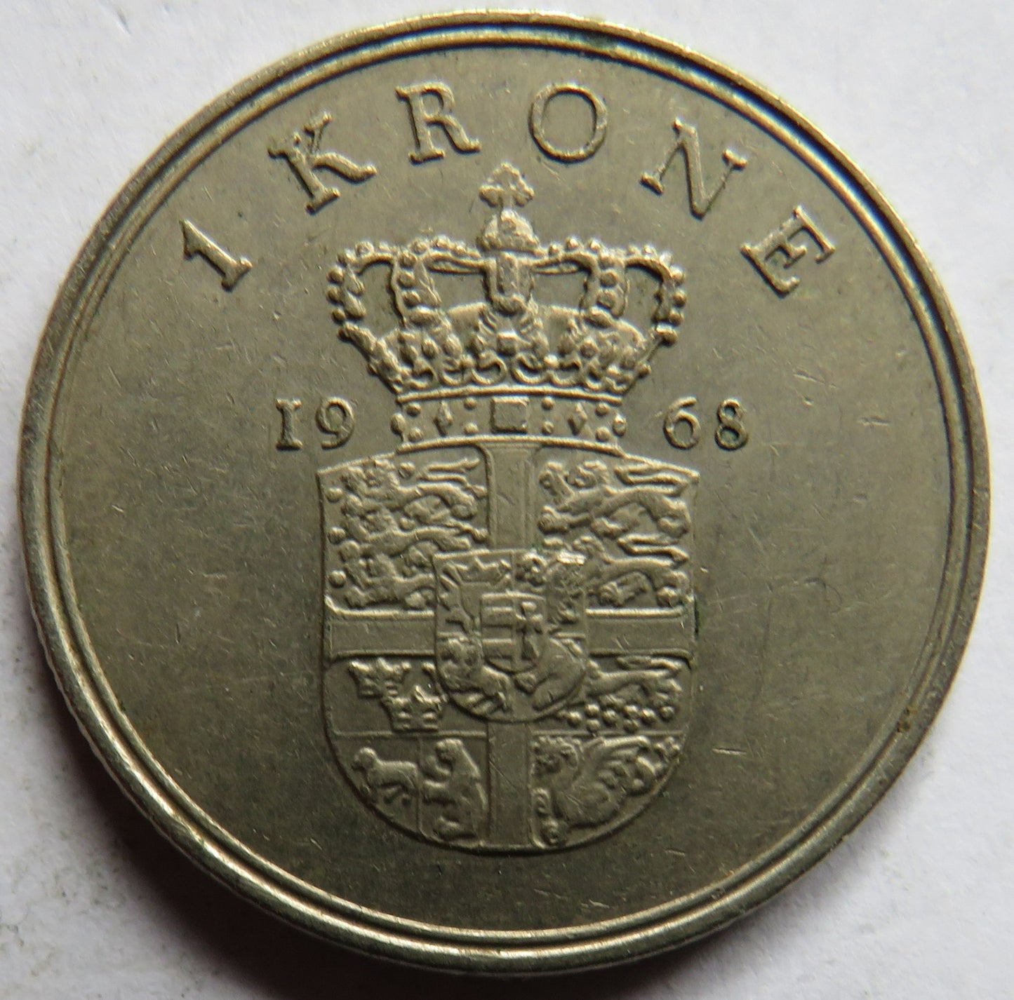 1968 Denmark One Krone Coin
