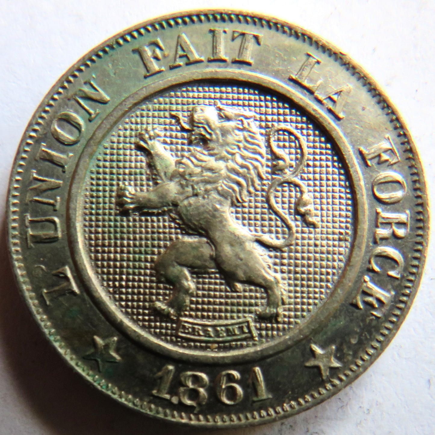 1861 Belgium 10 Centimes Coin